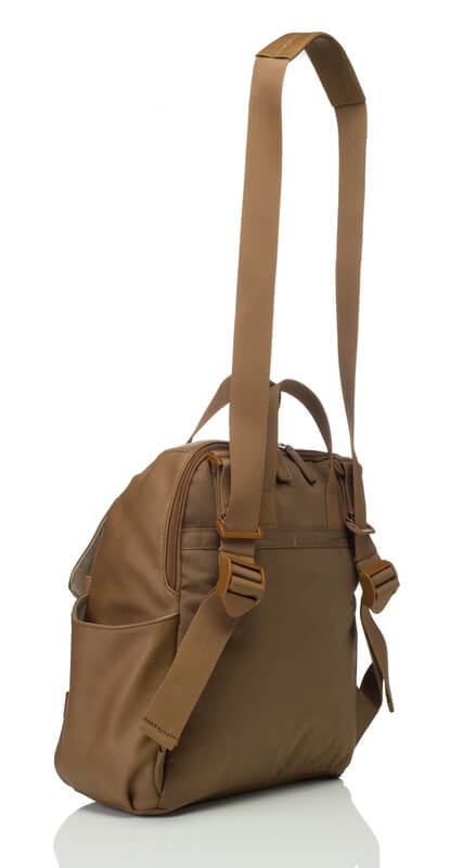 Sac à dos à langer Robyn en cuir vegan Caramel Babymel Latérale