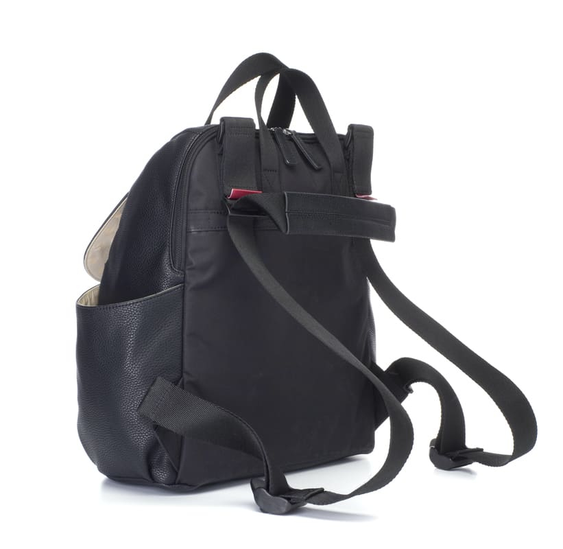 Sac à dos à langer Robyn en cuir vegan Noir Babymel Bretelles