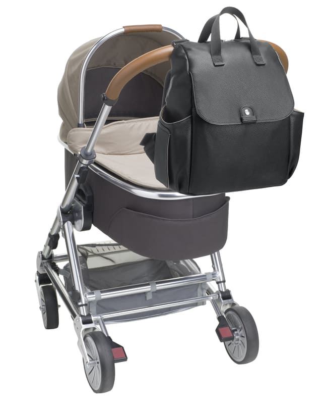 Sac à dos à langer Robyn en cuir vegan Noir Babymel Poussette