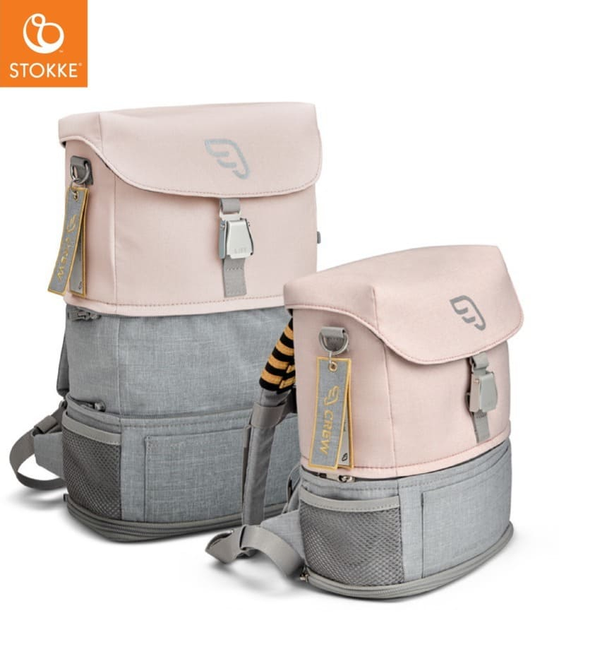 Sac à dos modulable Crew Backpack de JetKids Rose limonade Stokke Ensemble
