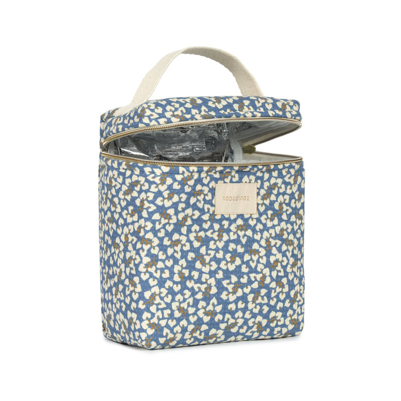 Sac isotherme pour biberon et déjeuner Concerto Opera Blue yumiko Nobodinoz ouvert