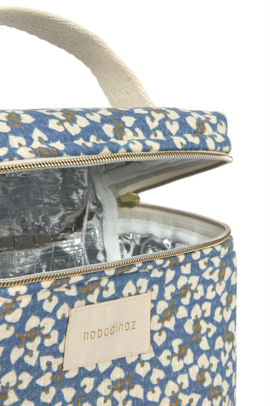 Sac isotherme pour biberon et déjeuner Concerto Opera Blue  yumiko Nobodinoz zoom ouvert 