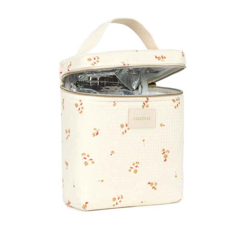 Sac isotherme pour biberon et déjeuner Concerto Opera Yellow lily Nobodinoz ouvert