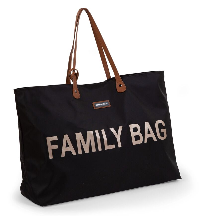 Sac à langer Family Bag Noir/Or Childhome Droite