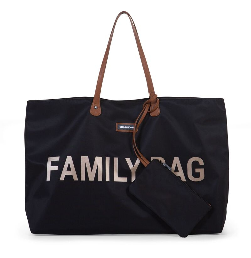 Sac à langer Family Bag Noir/Or Childhome Pochette