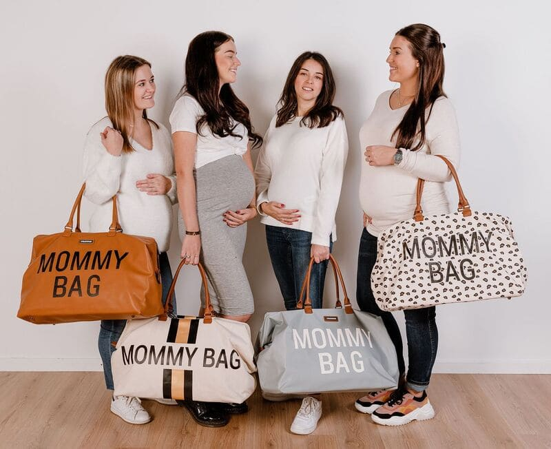 Sac à langer Mommy Bag Écru Rayures Noir/Or Childhome Lifestyle