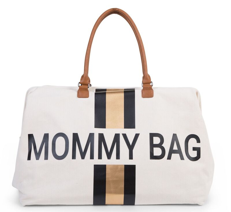 Sac à langer Mommy Bag Écru Rayures Noir/Or Childhome Produit