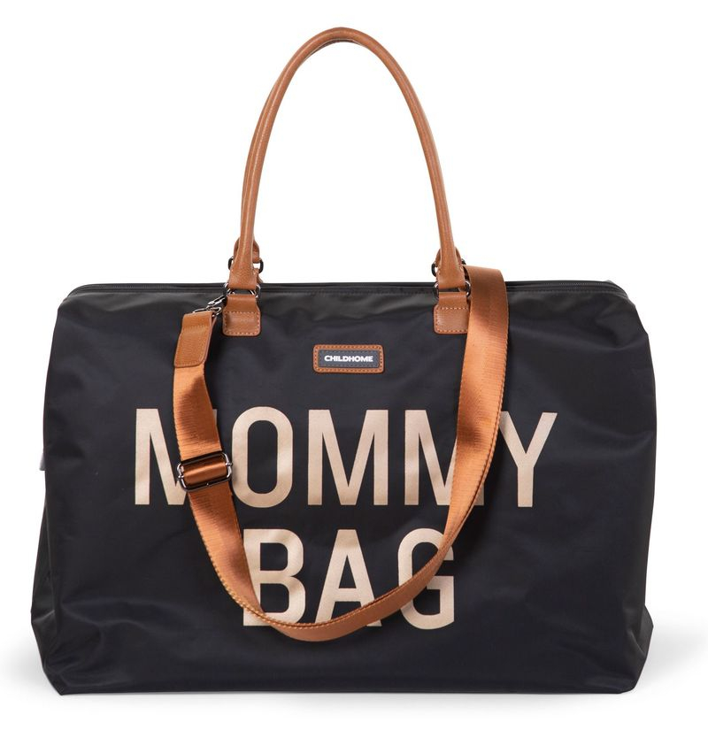 Sac à langer Mommy Bag Noir/Or Childhome Sangle