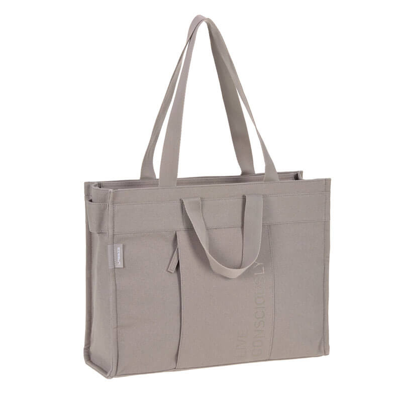 Sac à langer Tote up Taupe sac à dos à couches Lassig - Bambinou