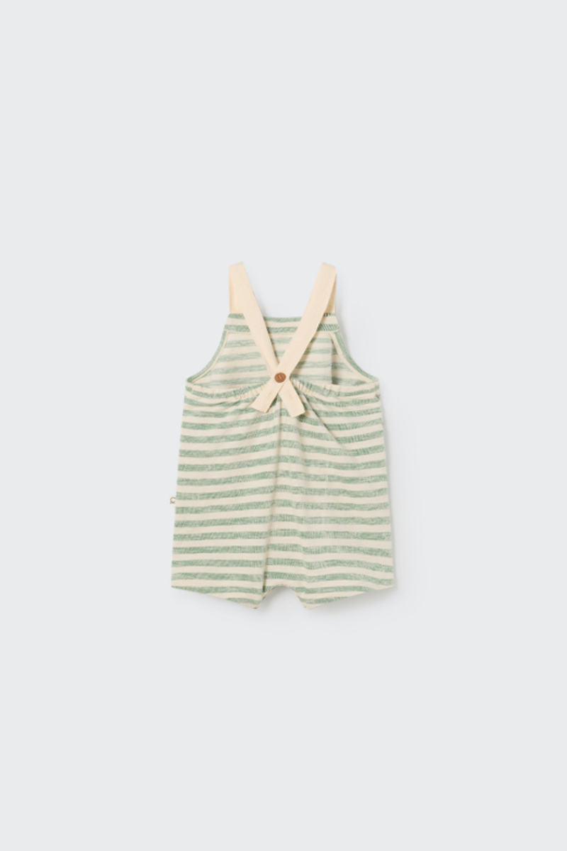 Salopette rayée en crêpe coton bio Grass Green COZMO dos