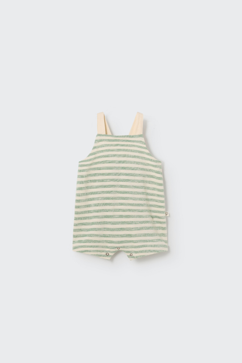 Salopette rayée en crêpe coton bio Grass Green COZMO face