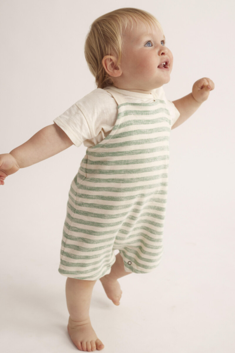 Salopette rayée en crêpe coton bio Grass Green COZMO lifestyle