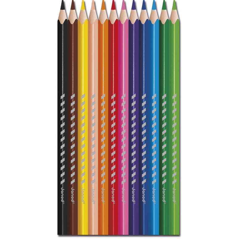 Set de 12 Crayons de couleur Janod rayons alignés