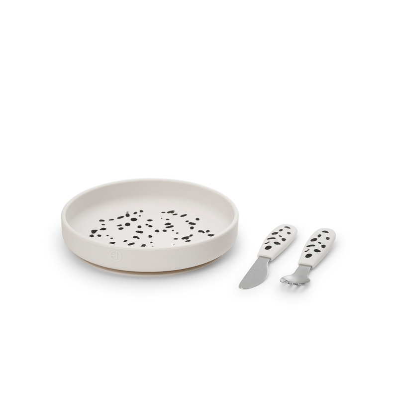 Set assiette en silicone - Dalmatian Dots Elodie produit face