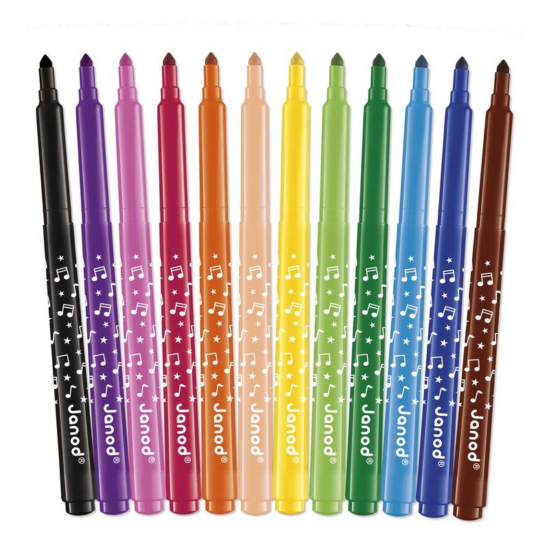 Set de 12 Feutres Longue Durée JANOD sans bouchon