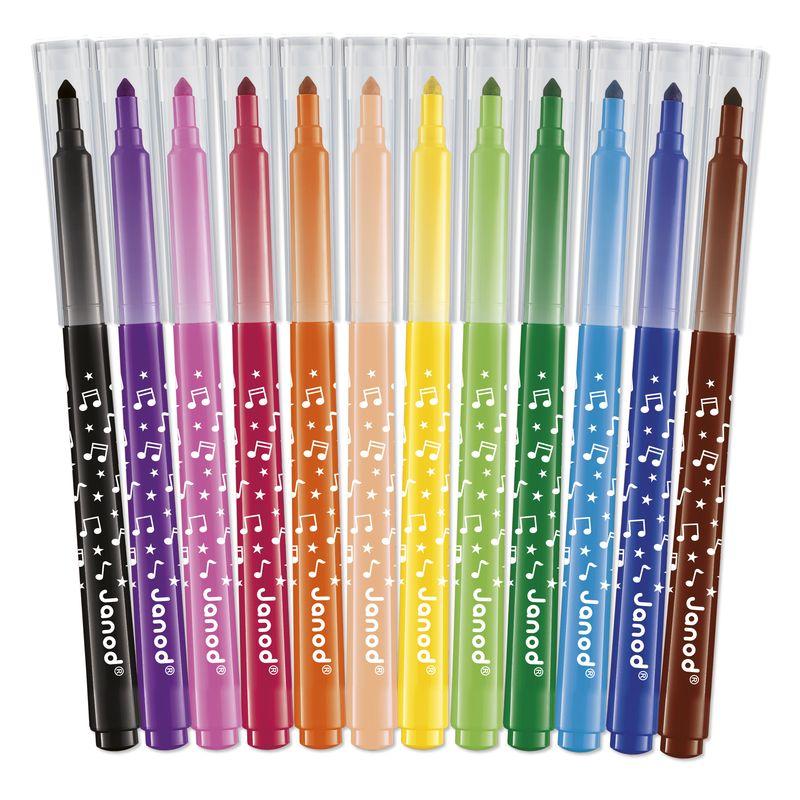 Set de 12 Feutres Longue Durée JANOD avec bouchons