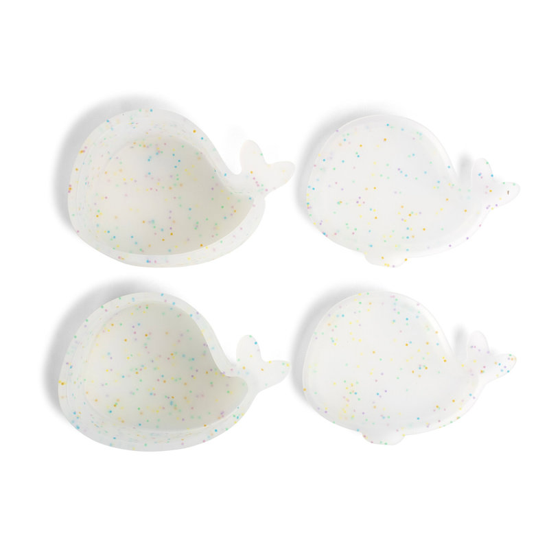 Set de 2 mini boîtes à goûter en silicone – Christian la Baleine – Confettis Filibabba ouvert