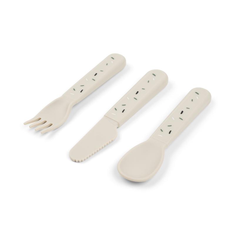 Set de 3 couverts Foodie Confetti Sable DONE BY DEER vue de profil