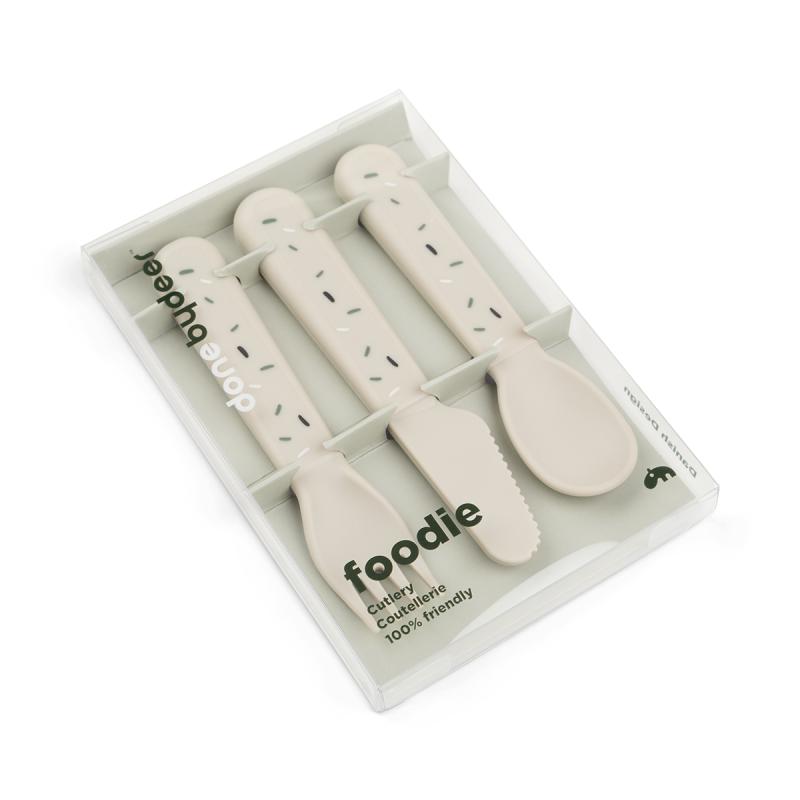 Set de 3 couverts Foodie Confetti Sable DONE BY DEER dans la boîte
