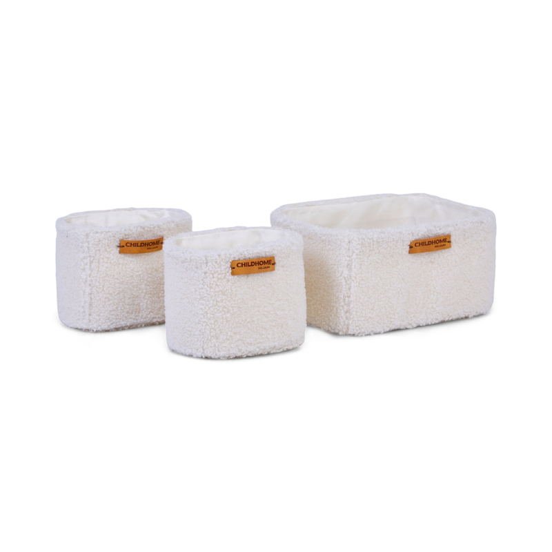 Set de 3 Paniers de Rangement à Suspendre Teddy écru Childhome Produit face