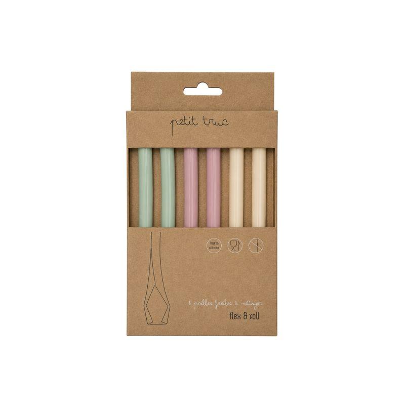 Set de 6 Pailles HOP Petit Truc PETIT TRUC pailles avocado, litchi et vanilla dans le packaging