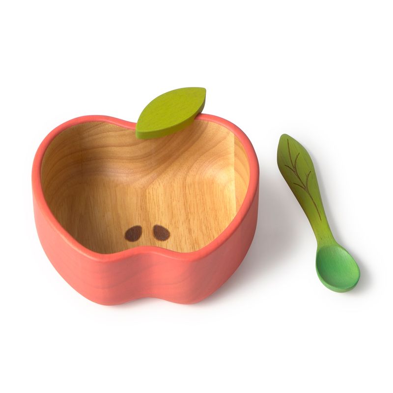 Set repas en bois d'hévéa Bol et Cuillère Pomme Oli & Carol produit
