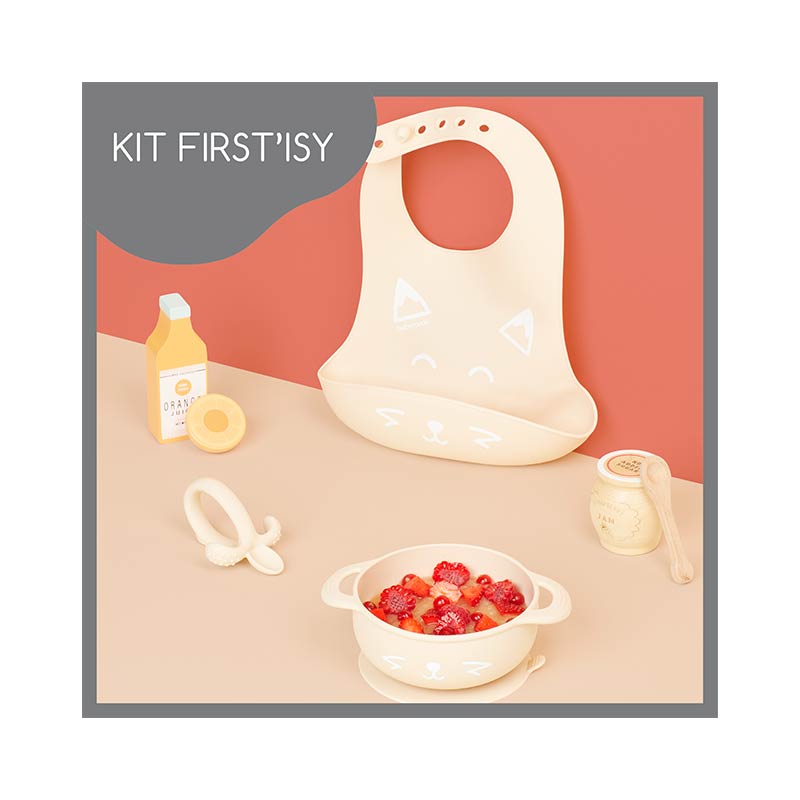 Set repas silicone First'Isy bol, cuillère et bavoir Renard Babymoov Ambiance
