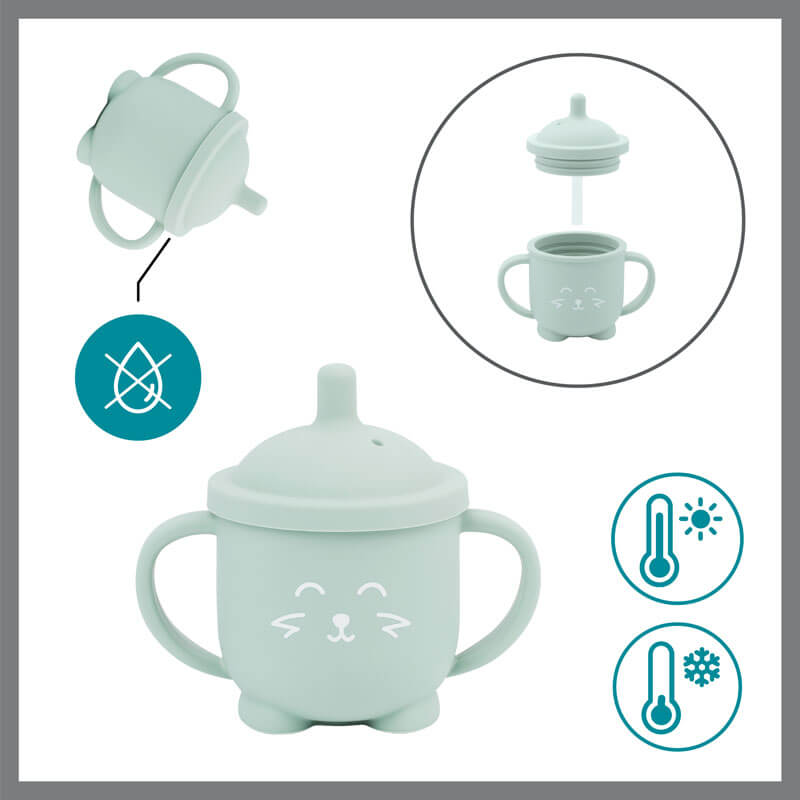 Set repas silicone Learn Isy bol, tasse, cuillère et bavoir Renard Babymoov tasse