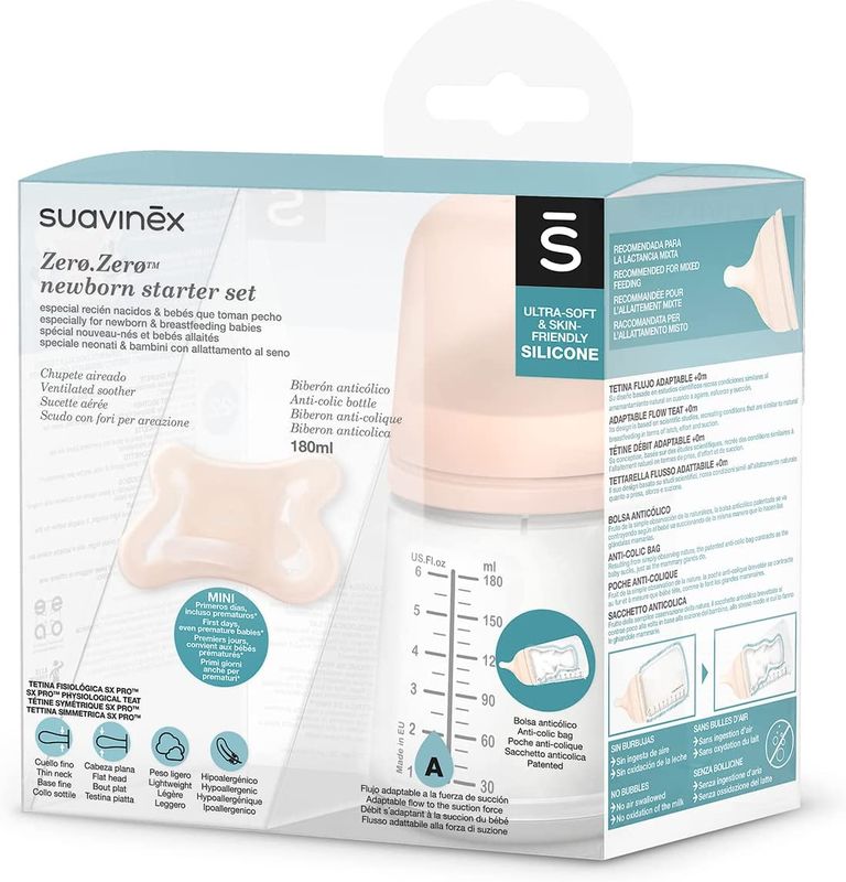 Set Zero Zero Biberon 180ml + Sucette Suavinex