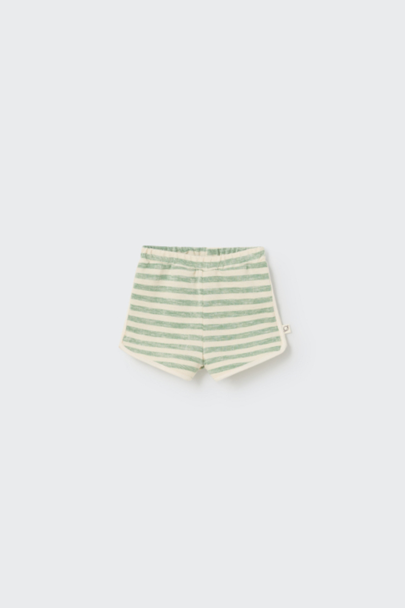 Short rayé en crêpe coton bio Grass Green COZMO face