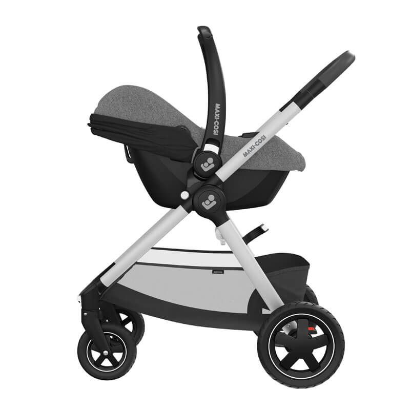 Siège-auto Cabriofix i-size avec sa base isofix Maxi Cosi poussette