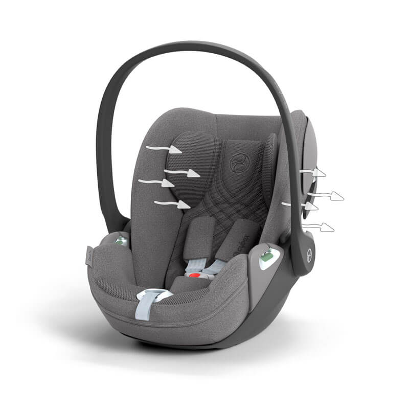 Siège-auto Cloud T i-Size groupe 0+ Plus Mirage Grey Cybex aération
