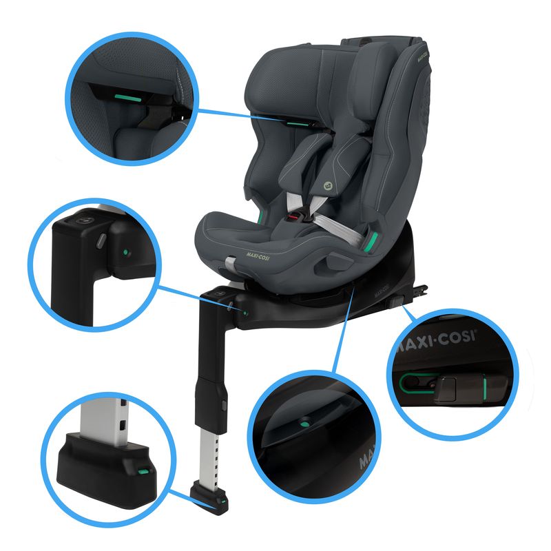 Siège-auto Emerald 360 Plus groupe 0+/1/2/3 Authentic Graphite Maxi Cosi indicateurs