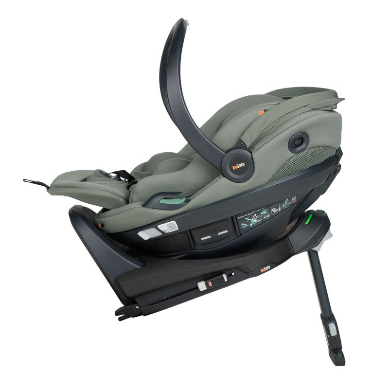 Siège-auto Go Beyond 2 i-Size groupe 0+ Meadow Green Soft Breeze BeSafe allongé sur base