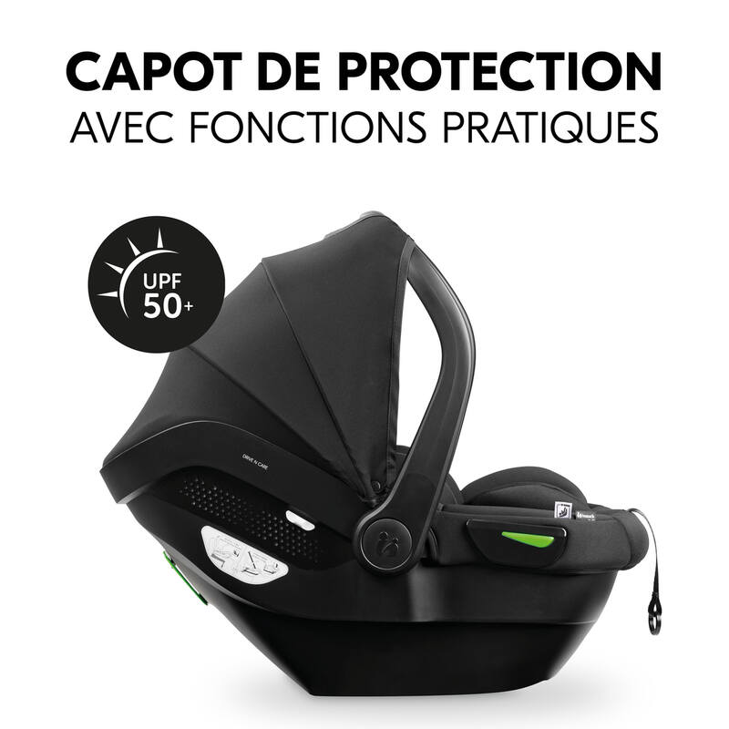 Siège-auto groupe 0+ Drive N Care avec base i-Size noir Hauck capot protection