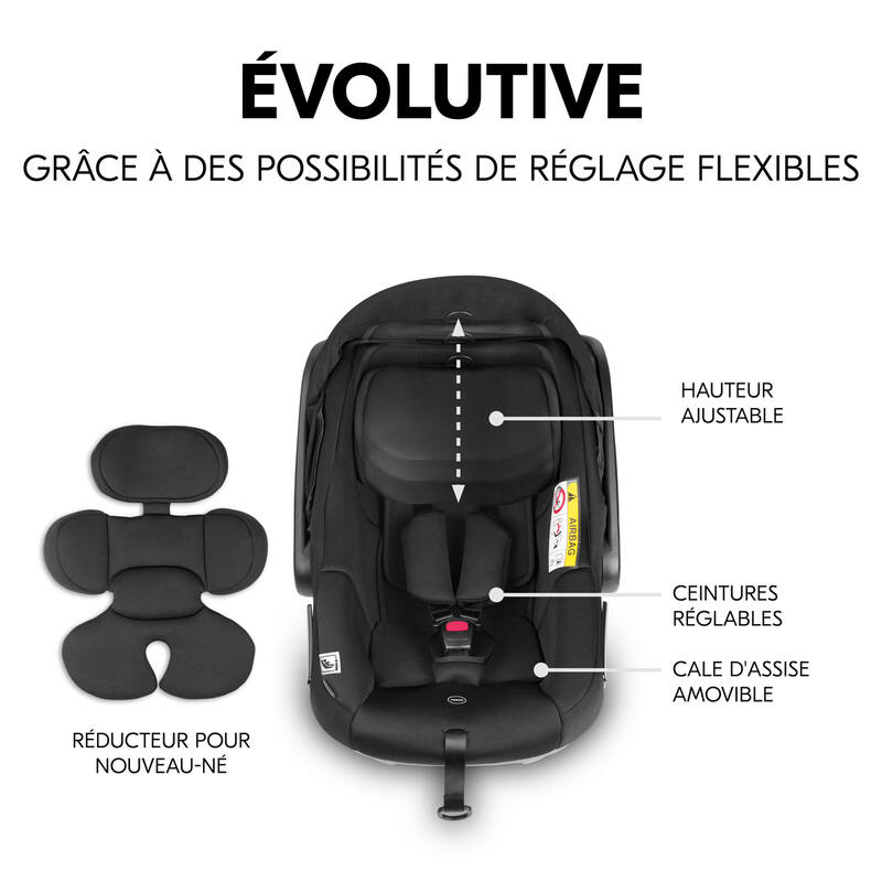 Siège-auto groupe 0+ Drive N Care avec base i-Size noir Hauck evolutive