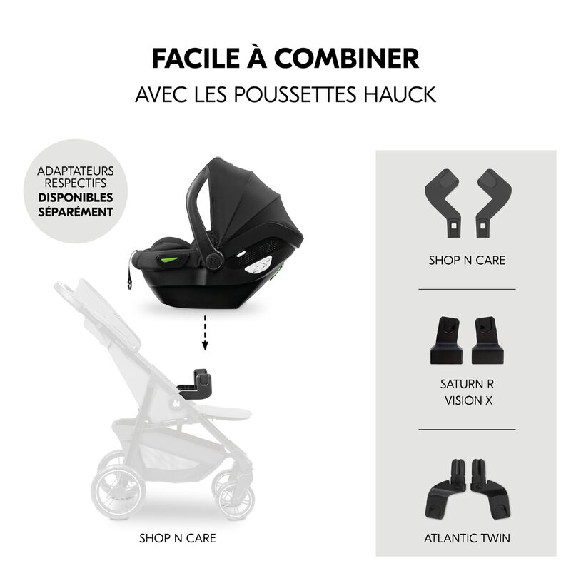 Siège-auto groupe 0+ Drive N Care noir Hauck compatibilité