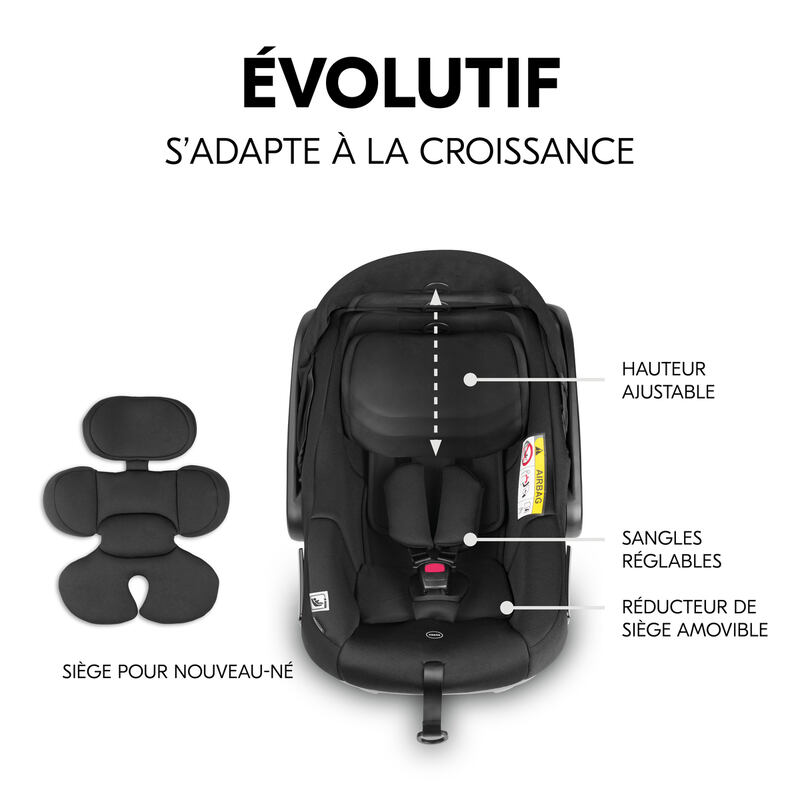 Siège-auto groupe 0+ Drive N Care noir Hauck évolutif