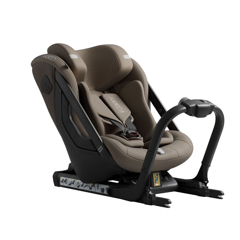 Siège-auto One 3 i-Size groupe 0+/1/2 Driftwood Beige Axkid de profil avec tétière basse