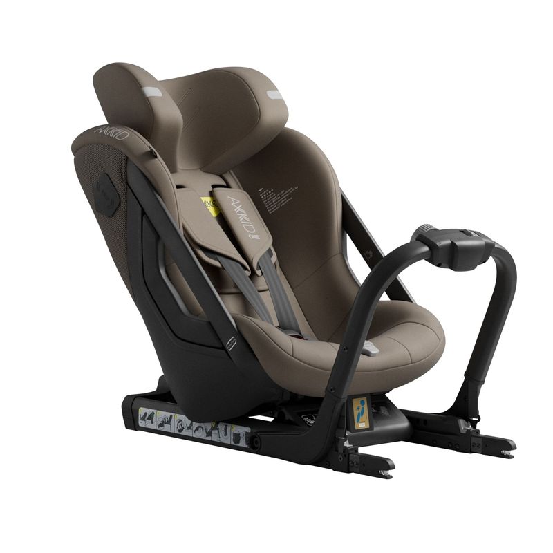 Siège-auto One 3 i-Size groupe 0+/1/2 Driftwood Beige Axkid de profil avec tétière haute