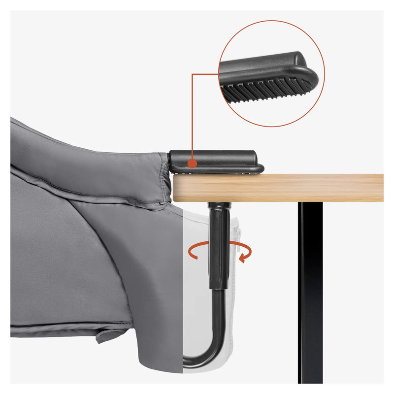 Siège de table Fix N Sit Dark Grey Hauck fixation