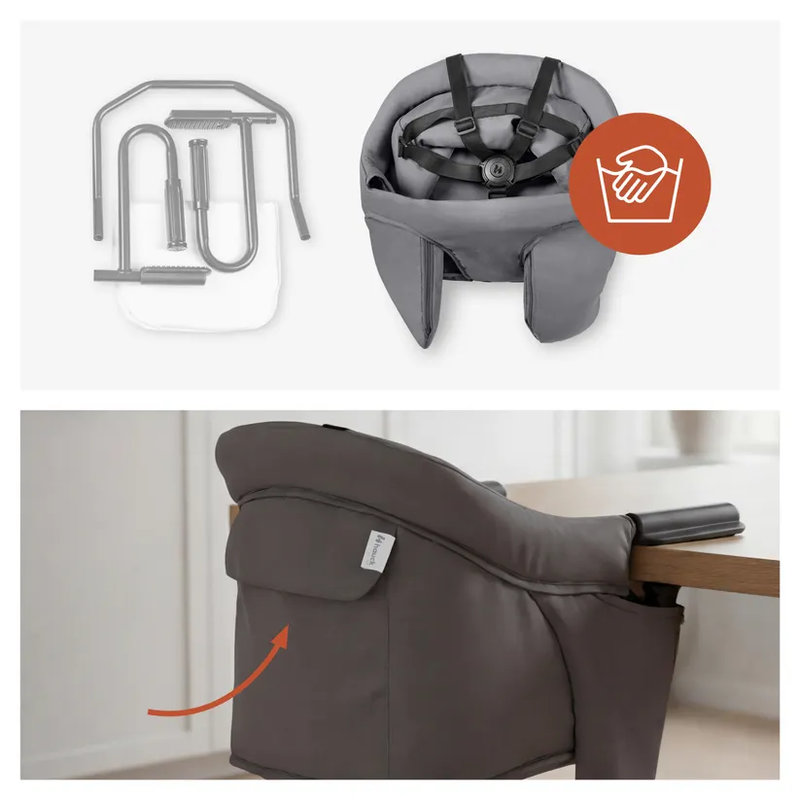Siège de table Fix N Sit Dark Grey Hauck tissus