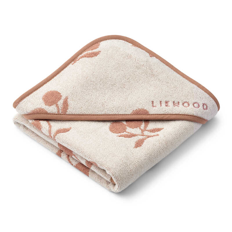 Sortie de bain bébé à capuche Alba Liewood coloris peach pliee