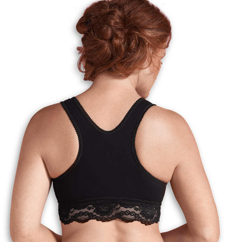 Soutien gorge d’allaitement cache-cœur en coton Bio et dentelle Noir Carriwell Arrière