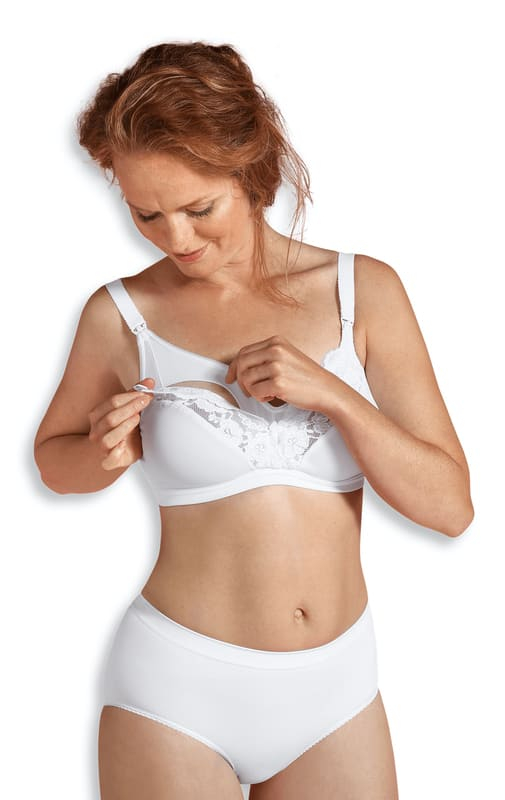 Soutien-gorge d'allaitement finition dentelle Blanc Carriwell Ouverture