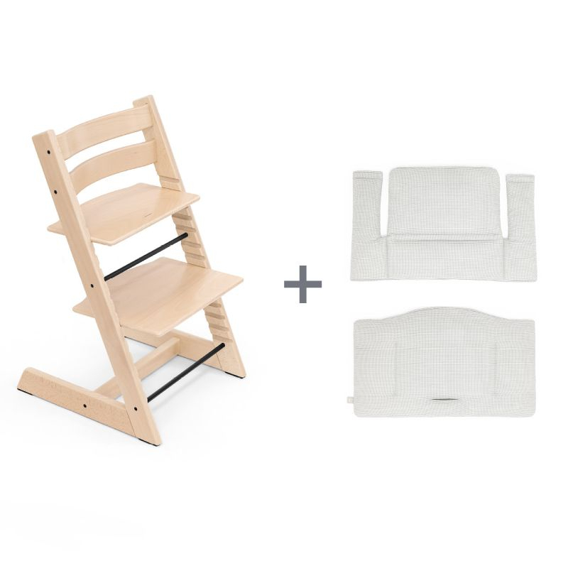 Chaise haute classique et coussin coton bio Tripp TrappStokke