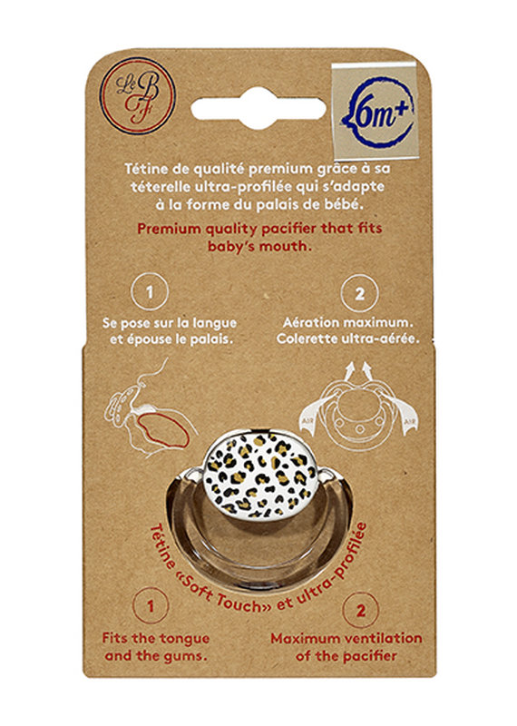 Sucette 6 mois + Leopard Le Biberon Français packaging