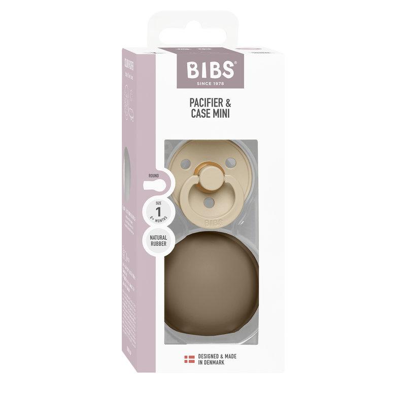 Sucette Colour 0-6 mois et boîte à sucette Mini Vanilla / Dark Oak BIBS boite