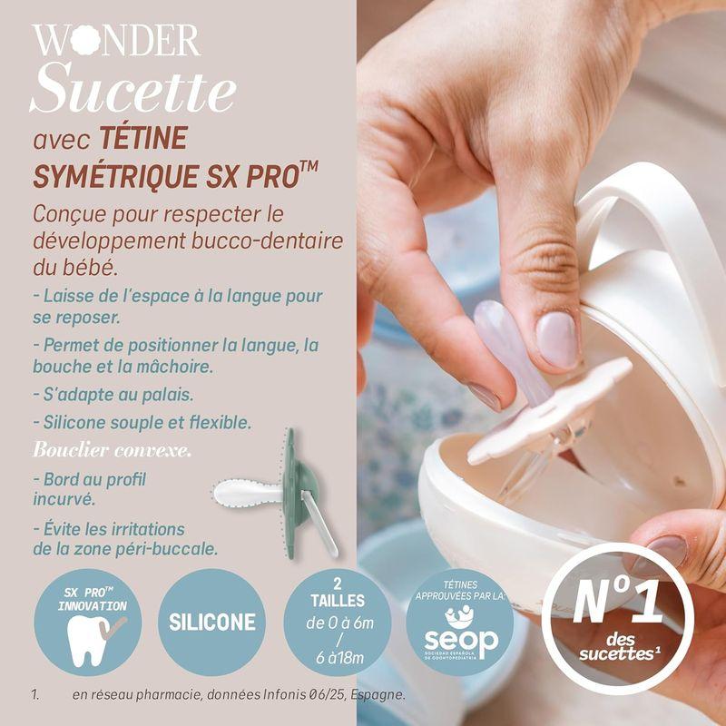 Sucette Symetrique Sxpro 6/18m Wonderland Lapin brun SUAVINEX caractéristiques