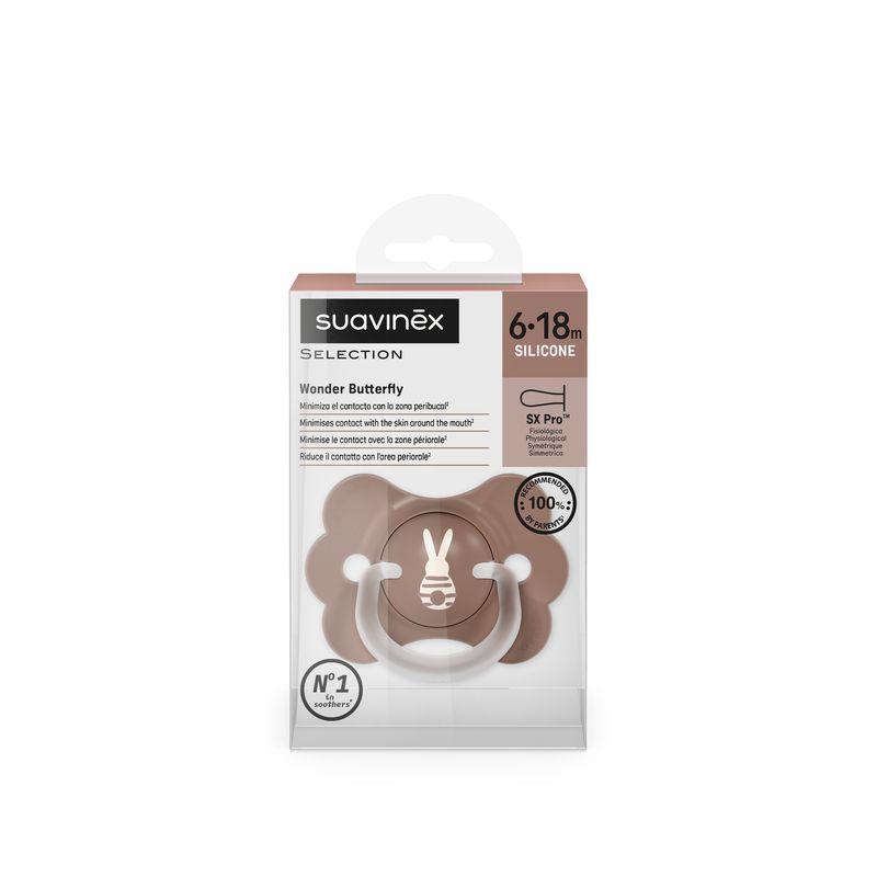 Sucette Symetrique Sxpro 6/18m Wonderland Lapin brun SUAVINEX packaging